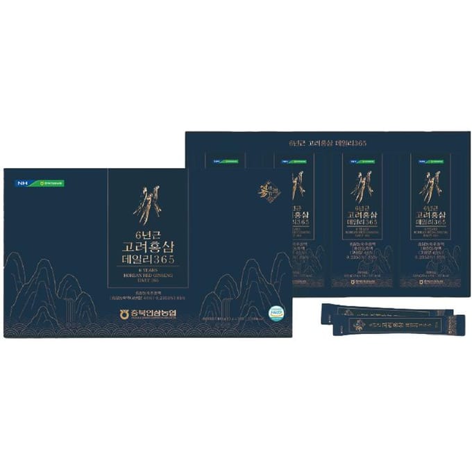 ASSOCIATION COOPÉRATIVE DE GINSENG DE CHUNGBUK Bâtonnet Quotidien 365 de Ginseng Rouge (15g × 32 bâtonnets)