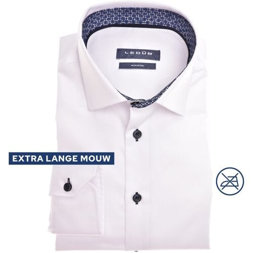 Ledûb Overhemd Geometric Tiling Contrast Long Sleeve Semi-Spread Modern Fit Mouwlengte 7 Wit / male