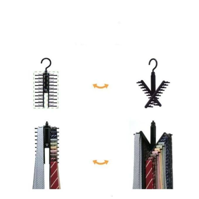 Support de rangement de ceinture à 20 rangées, support de cintre réglable pour cravates pour hommes, support de placard, supports organisateurs ménagers noir