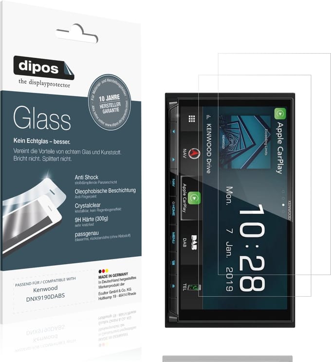 dipos – 2x Pantserfolie geschikt voor Kenwood DNX9190DABS | 9H Screenprotector