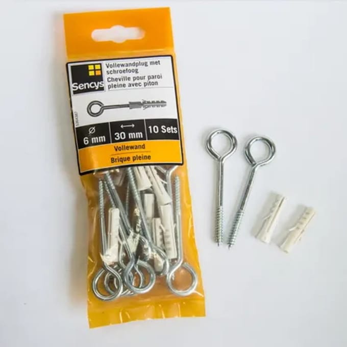 Sencys Vollewandplug Met Schroefoog Kunststof - Diam. 6x30mm - 10 Stuks