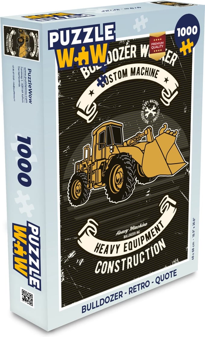 Puzzel Bulldozer - Retro - Quote - Legpuzzel - Puzzel 1000 stukjes volwassenen