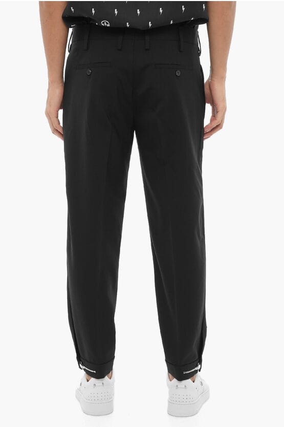 Broek met normale taille en slim fit en enkelrits in zwart