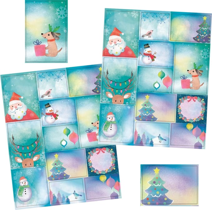 Kerst Etiketten - 24 Zelfklevende Naamstickers - Kerst Naam Stickers - 2 Stickervellen