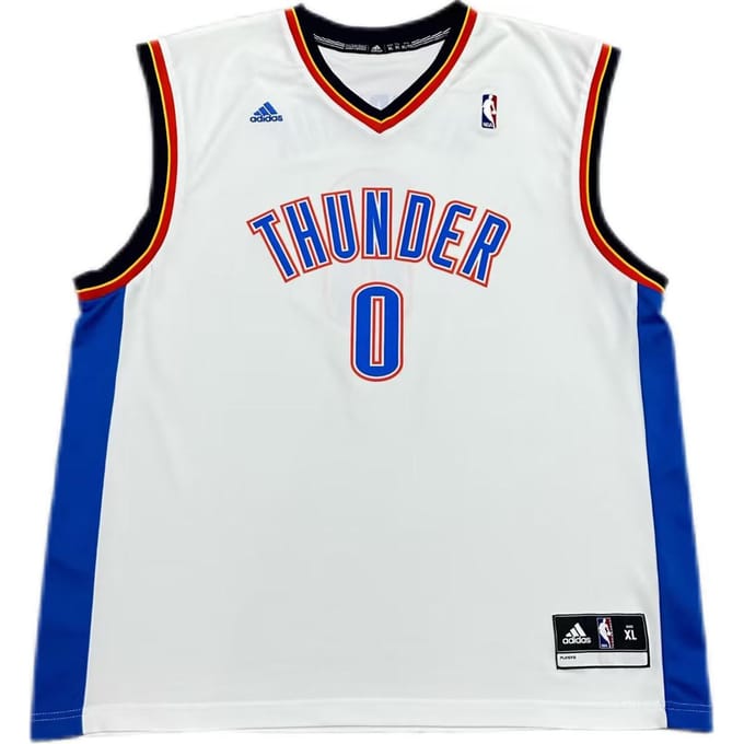 Adidas X NBA Samenwerking Oklahoma City Thunder Russell Westbrook 0 Print Mode Veelzijdig Ademend Basketbalshirt 7818A-3CS-AEB1071 M blue