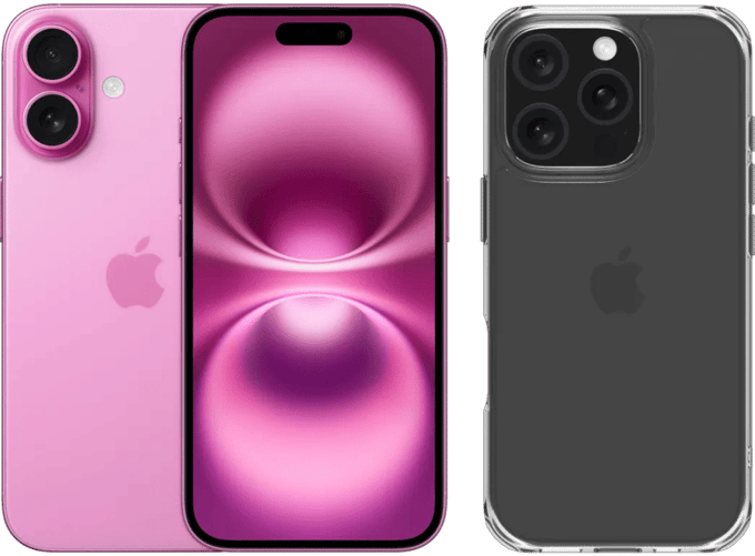 Apple iPhone 16 128GB Roze + BlueBuilt Protective Back Cover Transparant