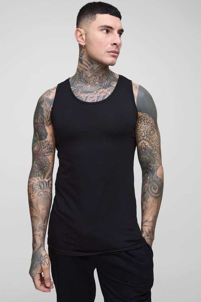 Tall Muscle Fit Vest | Black | Size 2XL