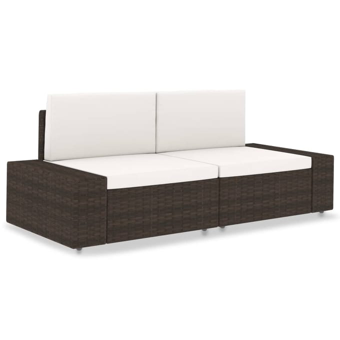 vidaXL - Tweezitsbank - sectioneel - poly - rattan - bruin
