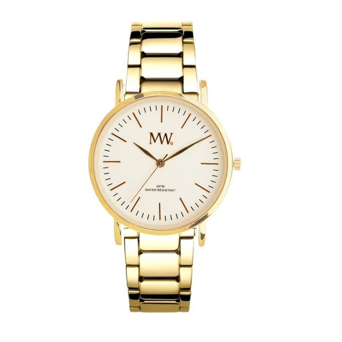 MW Flat Gold horloge-Sports Metal BiColor white dial