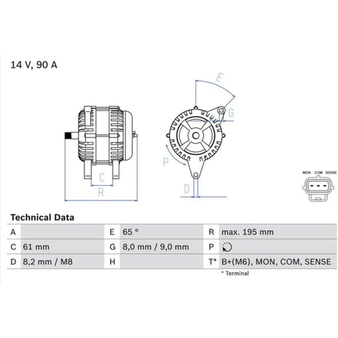 Dynamo / Alternator BOSCH 0 986 044 651