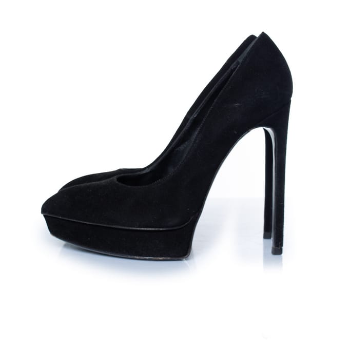 Saint Laurent Zwarte suède janis pump