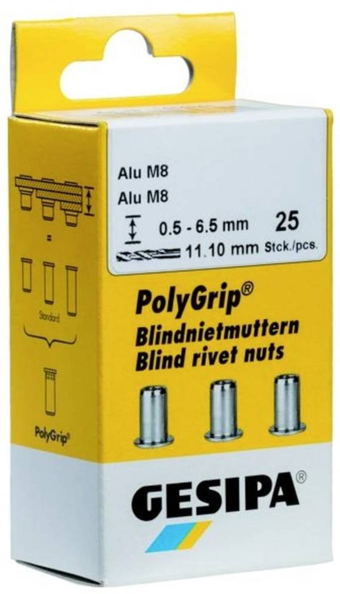 Gesipa 1464837 Popmoer (Ø x l) 11 mm x 20 mm M8 RVS RVS 25 stuk(s)