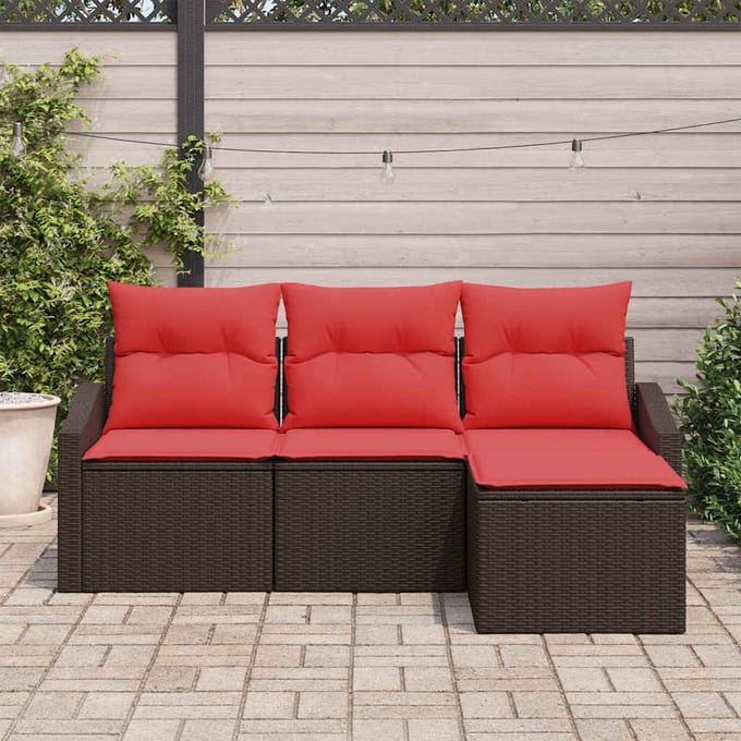 vidaXL - Bankstel - 4 - st - Bruin - poly - rattan
