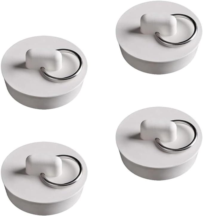 Rubberen Afvoerstoppen - Gootsteenplug Keuken - Water Dicht Maken - Goede Afdichting - 4 stuks - Wit