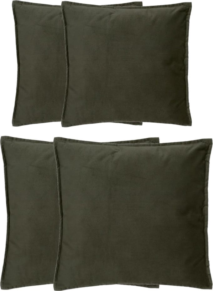 Atmosphera Bank/sierkussens Sophia - set 4x - Olijfgroen - polyester - met rits - In 2 formaten