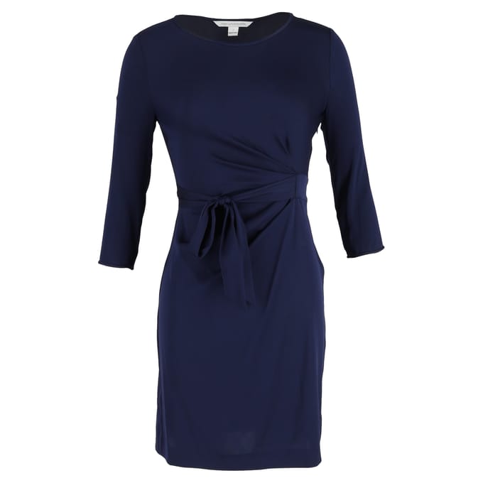 Diane Von Furstenberg minijurk met strik in de taille in marineblauw polyester