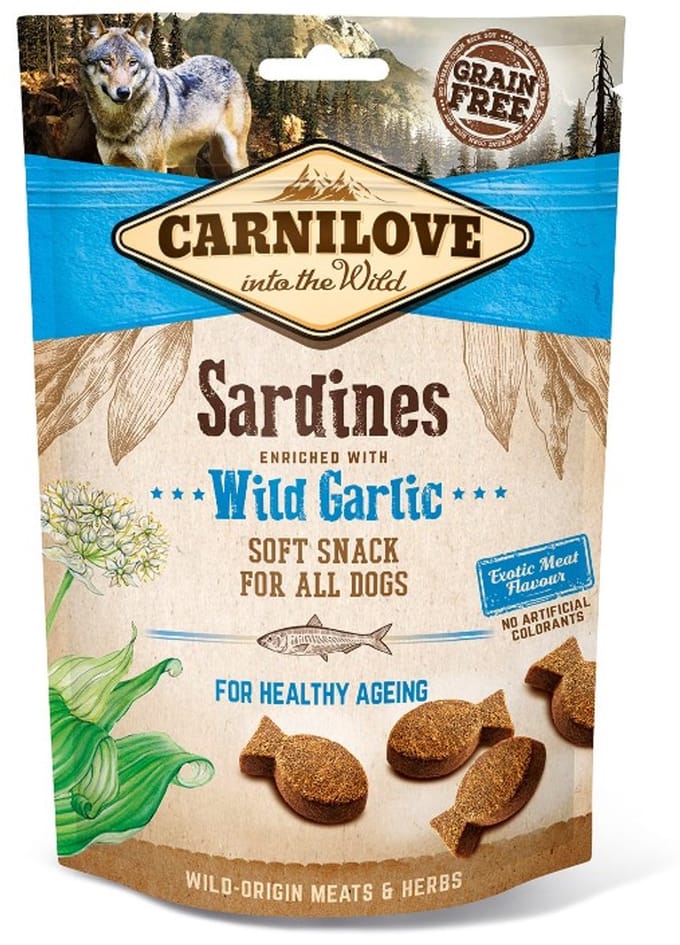 Carnilove – Zachte Snack Sardientjes en Wilde knoflook – 200gr