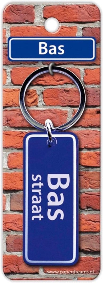 Paper Dreams Sleutelhanger Straatnaam Bas 9 Cm Staal Blauw