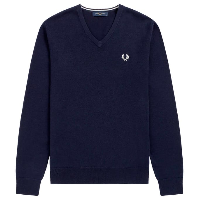 Fredperry Fp Klassieke Trui Met V-Hals Blauwe Trui