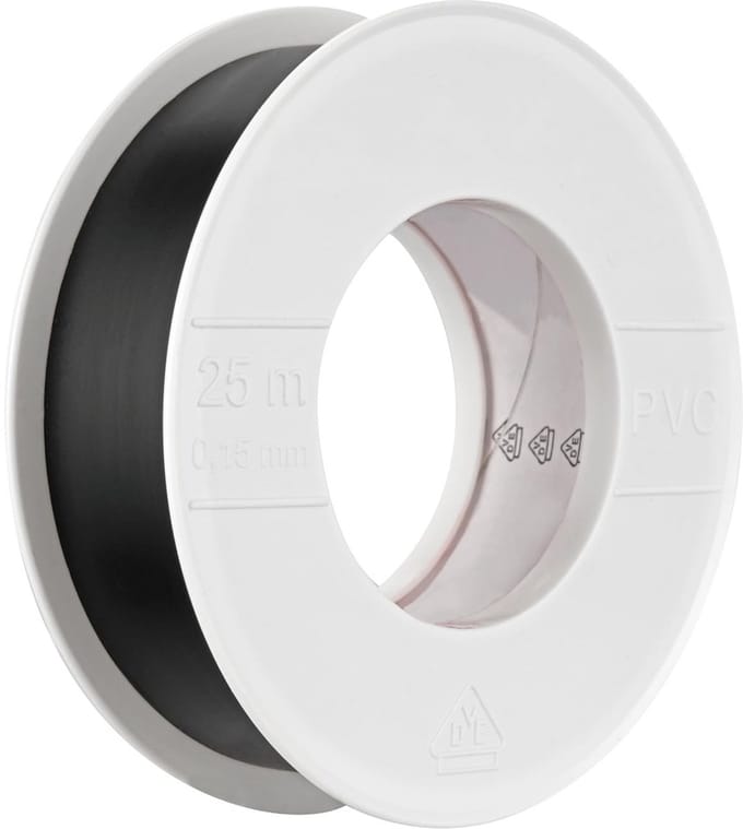 Isolatietape 25m - Zwart, Vlamvertragend, Voor Kabelisolatie