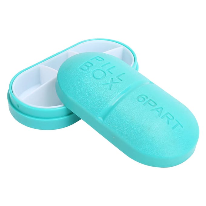 6 Vaks Mini Pillendoosje Draagbare Medicijndoos Reis Tablettenhouder Organizer 6 Vaks Blauw blue