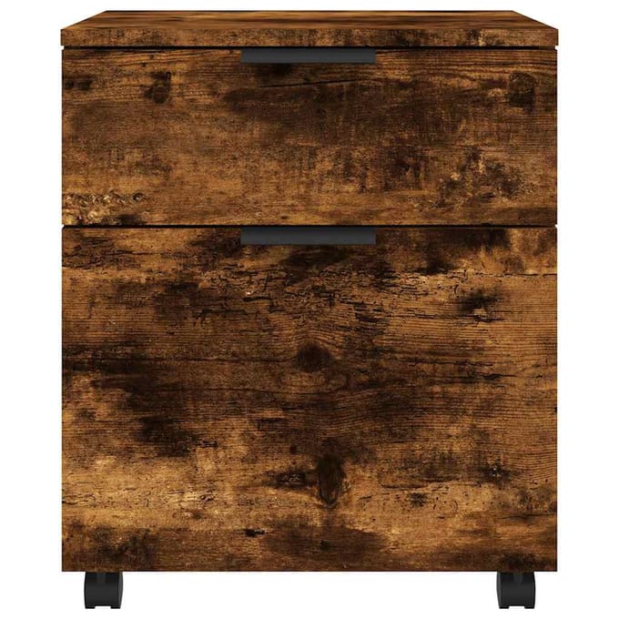 vidaXL - Dossierkast - verrijdbaar - 45x38x54 - cm - bewerkt - hout - gerookt - eiken