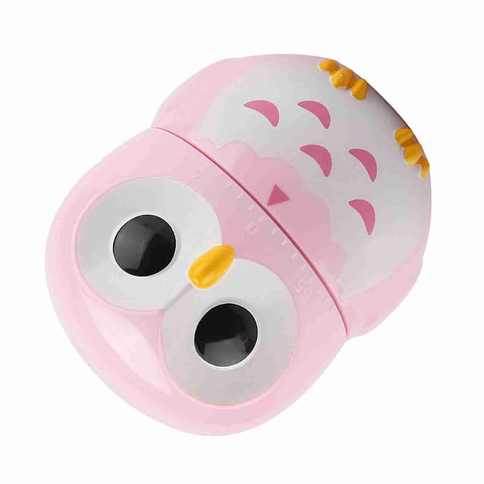 Leuke Uil Vorm Keuken Handmatige Timer Mechanische Thuis Koken Tellers Klok(Roze) Pink white