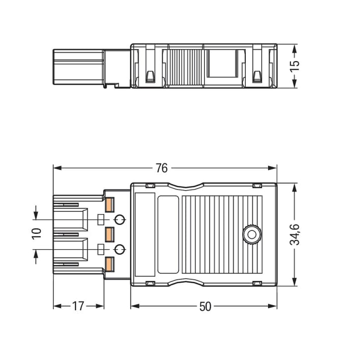 WAGO 3-Pool Kortsluitplug Met Trekontlasting Behuizing - 770-113/147-000