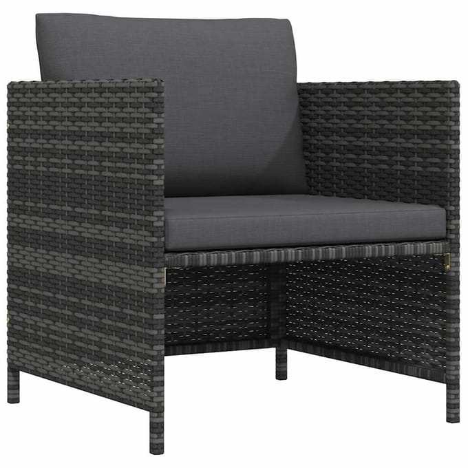vidaXL - Tuinbank - met - kussens - poly - rattan - grijs