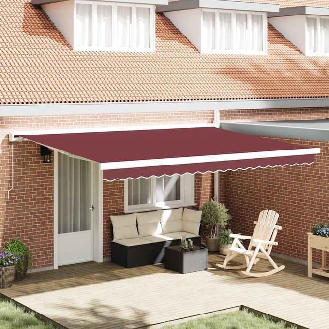 vidaXL - Luifel - handmatig - uittrekbaar - 450x300 - cm - bordeauxrood