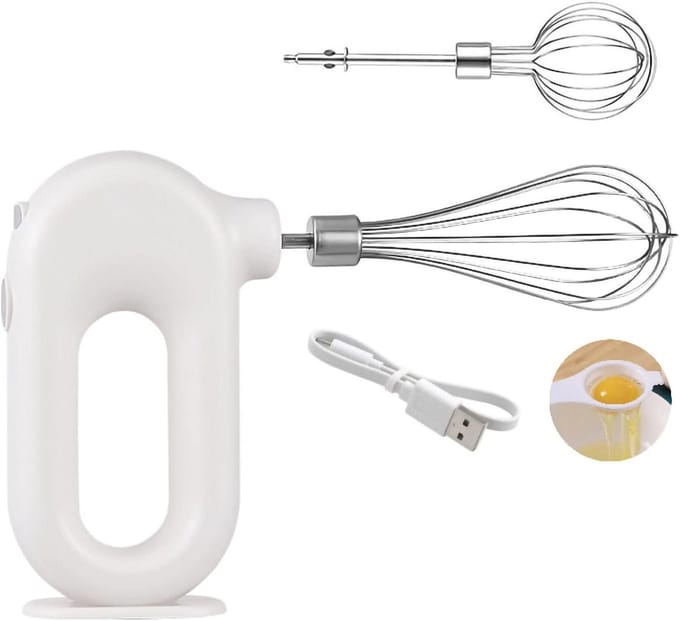 Draadloze Handmixer - Elektrische Klopper - Thuis Bakken - Verstelbare Snelheid - Compact Formaat - Wit
