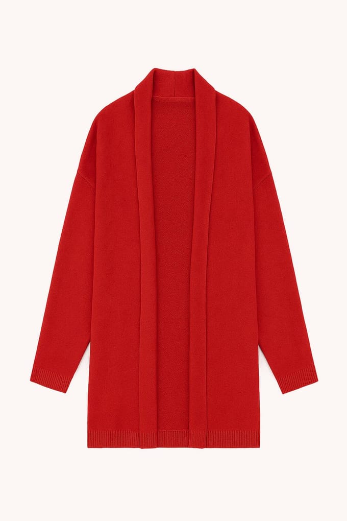 Touché Privé - Oversized gebreid vest met zakken - Rood - Dames