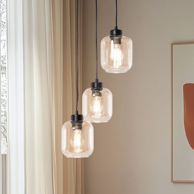 Eko-Light Hanglamp Sombra, amber, 3-lamps, rond