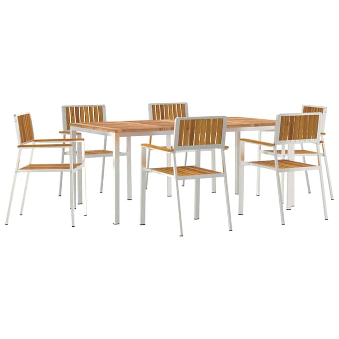 vidaXL Buiten Eettafel Set 7 pcs Bruin Massief Acacia Hout
