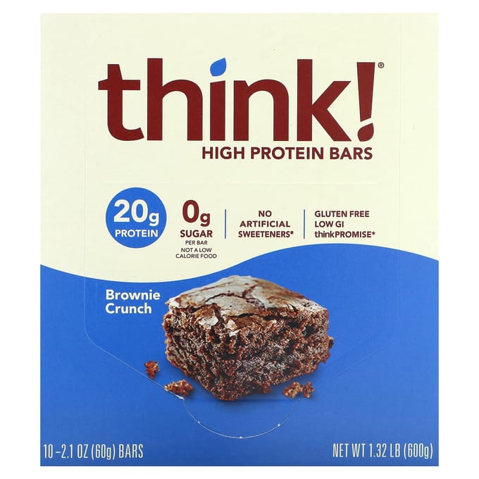 Pense!, Barre Hyperprotéinée, Brownie Croustillant, 10 barres, 60g (2,1 oz) chaque