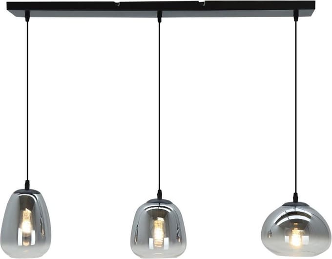 Olucia - SEMRA - Hanglamp - Grijs / Zwart - 3L - Vorm: Rechthoek