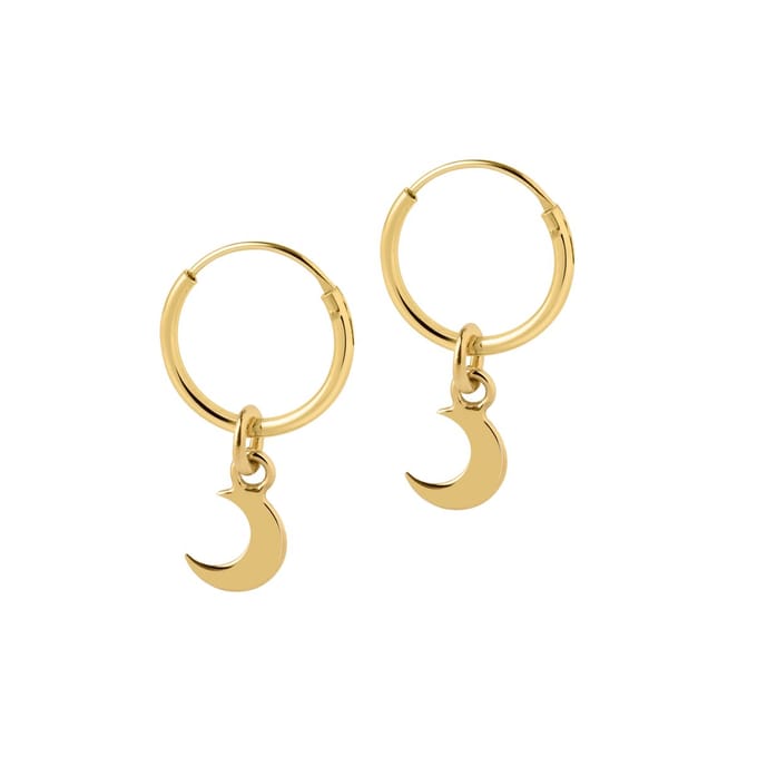 Goud Plated Hoop met Maan 12 MM