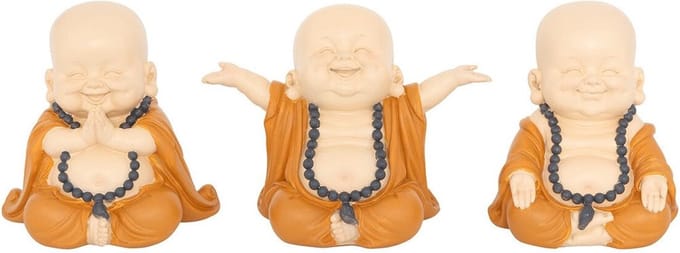 Atmosphera Boeddha Baya - Set van 3 stuks - 14x12x16cm - Oranje