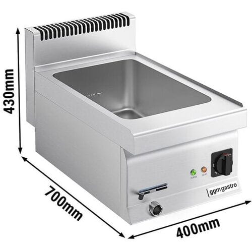 GGM Gastro Elektro Bain-Marie - 1,2 kW - 1x GN 1/1 oder 2x GN 1/2 Zilver