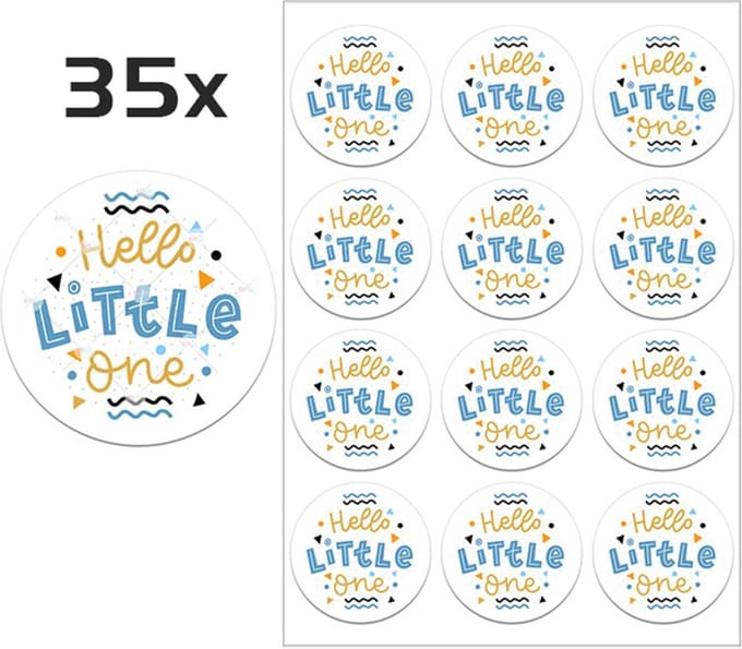 DW4Trading Geboorte Sticker Hello Little One - Envelop - Sluitsticker -  Babyshower - 35 Stuks – Ø 3,5 cm