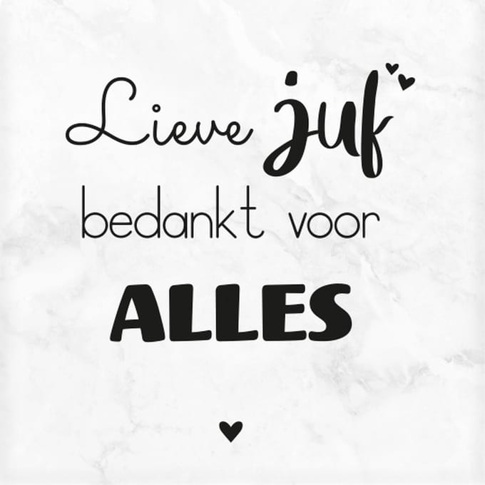 Marmeren Onderzetter - Juf - 10 x 10 x 1 cm