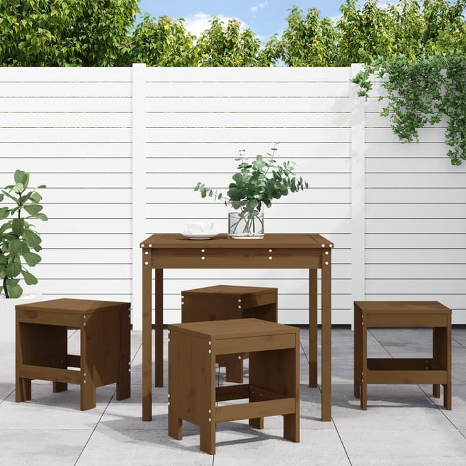 vidaXL - 5-delige - Tuinset - massief - grenenhout - honingbruin