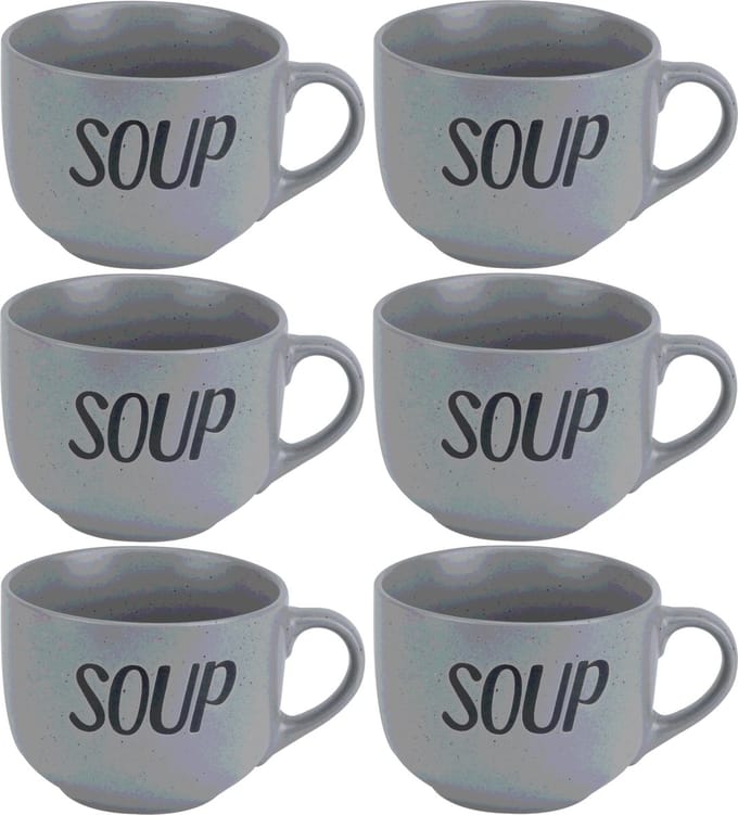 Cosy&Trendy - Soepkommen - Aardewerk - Grijs - 6 Stuks