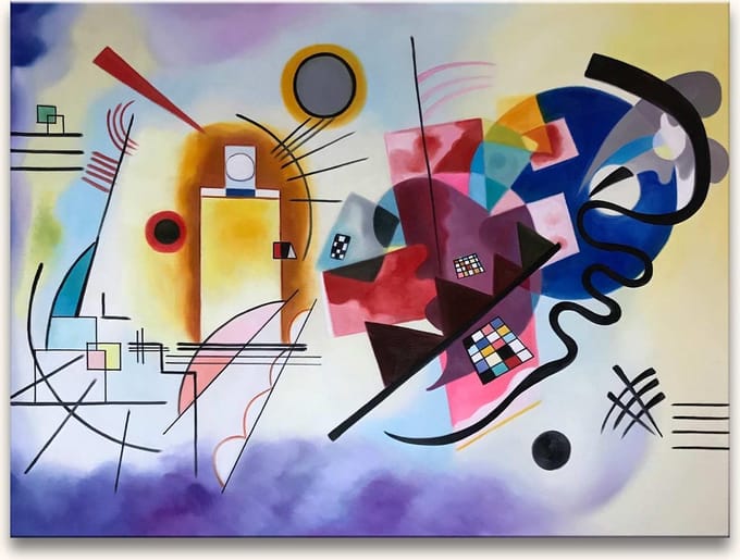 Handgeschilderd schilderij Olieverf op Canvas - Kandinsky “Yellow, red and blue”