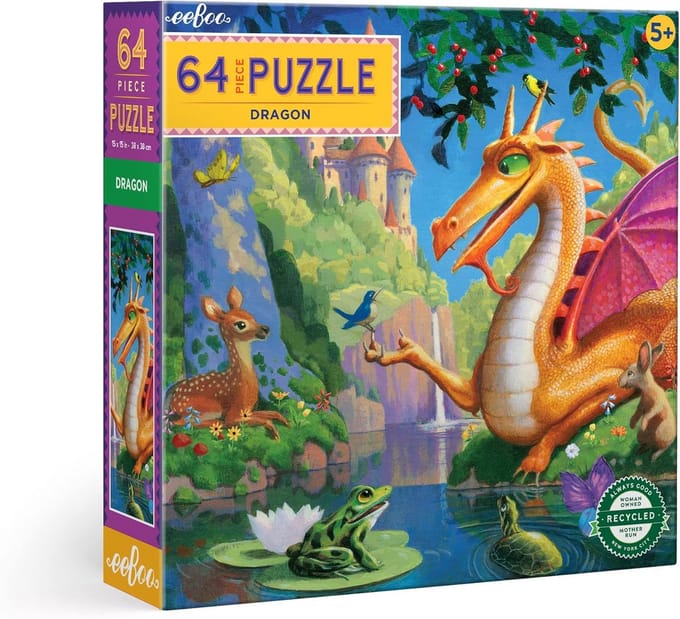 Puzzel 64 Stukjes - Spanningwekkende Draak - Kinderpuzzel