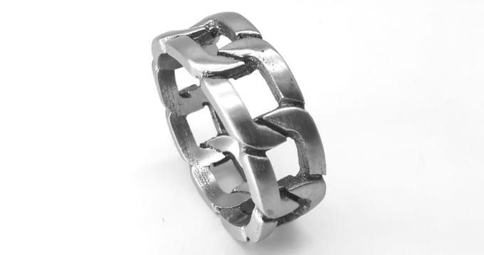Ring - RVS - maat 22 - schakel - Cuban link - geborsteld staal - Super –Stoer - elke gelegenheid.