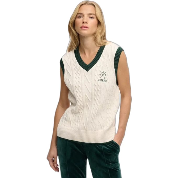 Superdry Heritage Gebreide Tanktop White Grootte: 38