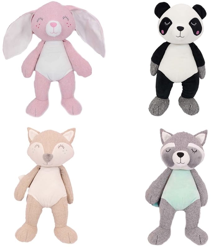 PIA Soft Toys-Set van 4 Pluche Knuffels (konijn/panda/wasbeer/vos) 38 cm