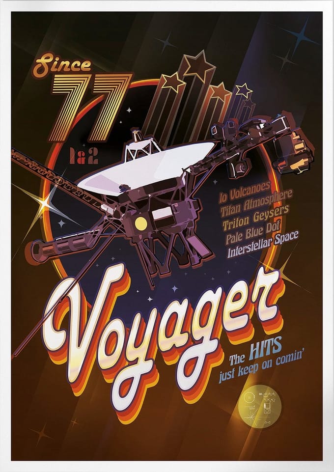 The Voyagers Rock On | Space, Astronomie & Ruimtevaart Poster | A3: 30x40 cm