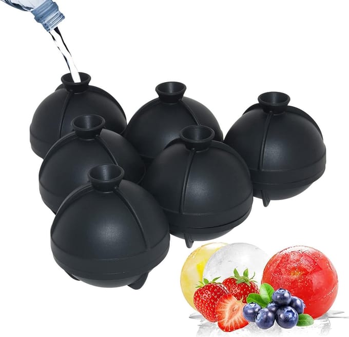 New Age Devi - IJsbal Maker - Set van 4 Siliconen Mould voor Bolvormig en Groot Vierkant Ijs - Met Deksel- Herbruikbaar